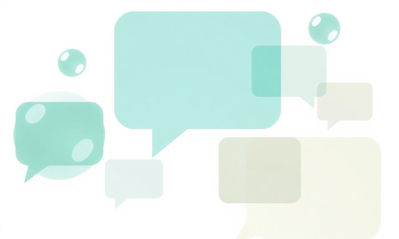 Illustration of translucent teal glass speech bubbles representing building in public on social media